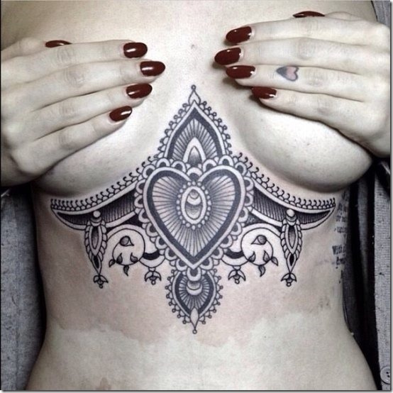 Enticing Beneath The Chest Tattoos For Ladies