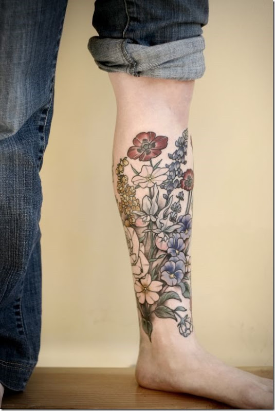 Splendid Bouquet Of Flowers Tattoo Designs