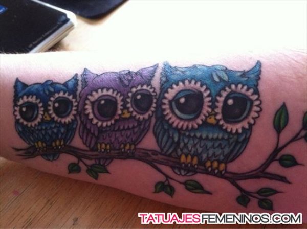 108 Tattoos of owls and fairies for girls