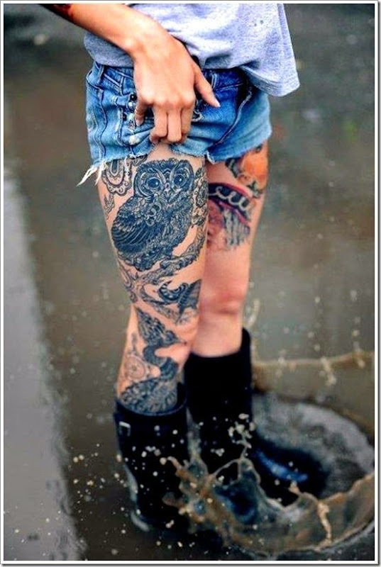 Horny Thigh Tattoos For Girls