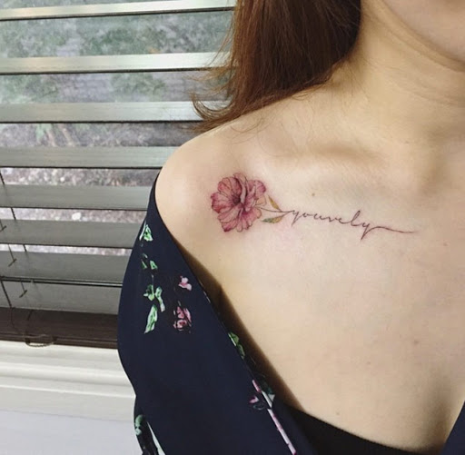 Fashionable Shoulder Strap Tattoos for Ladies With Model