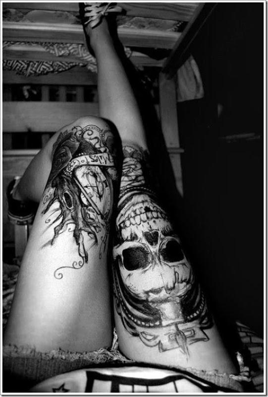 Horny Thigh Tattoos For Girls