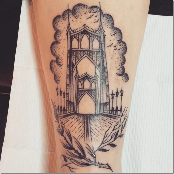 Wonderful Tattoo Design Bridge