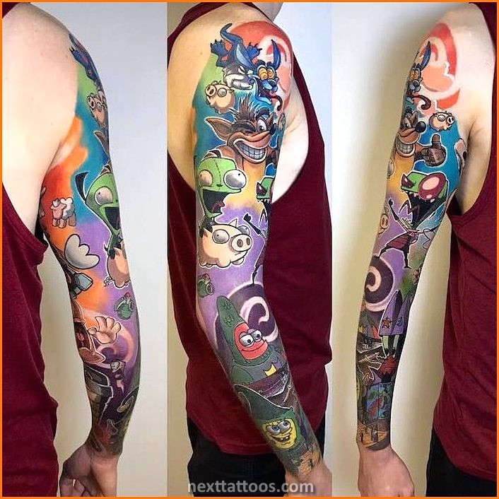 Cartoon Character Sleeve Tattoos
