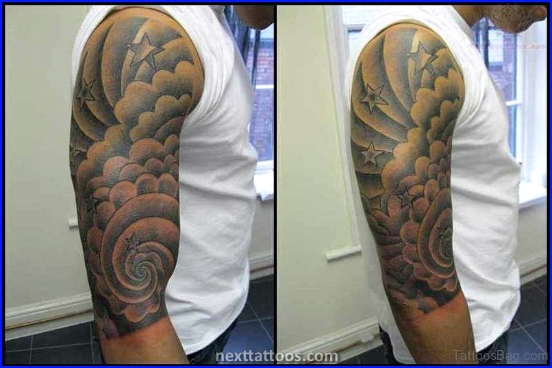 Men's Cloud Tattoos On Upper Arm