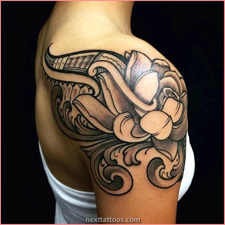 Flower Polynesian Tattoo Female - Shoulder Flower Polynesian Tattoo Female