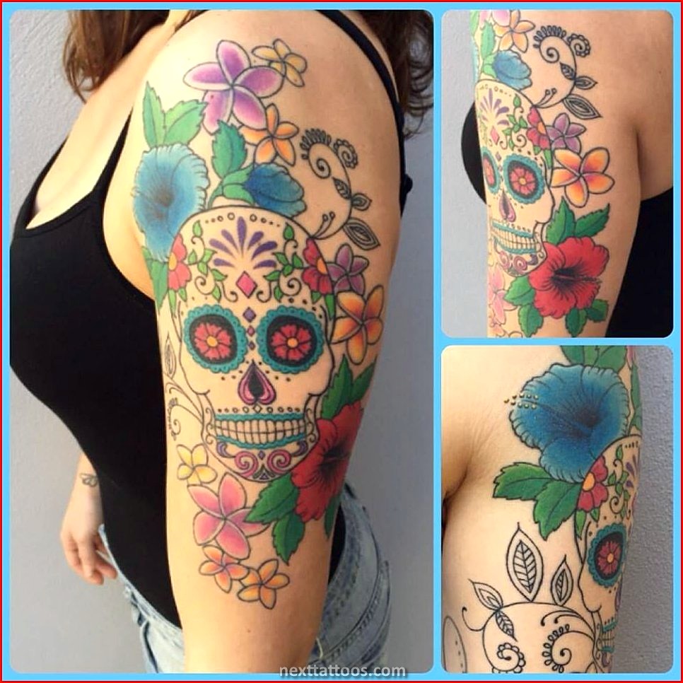 Women's Sugar Skull Tattoo Designs and Meaning