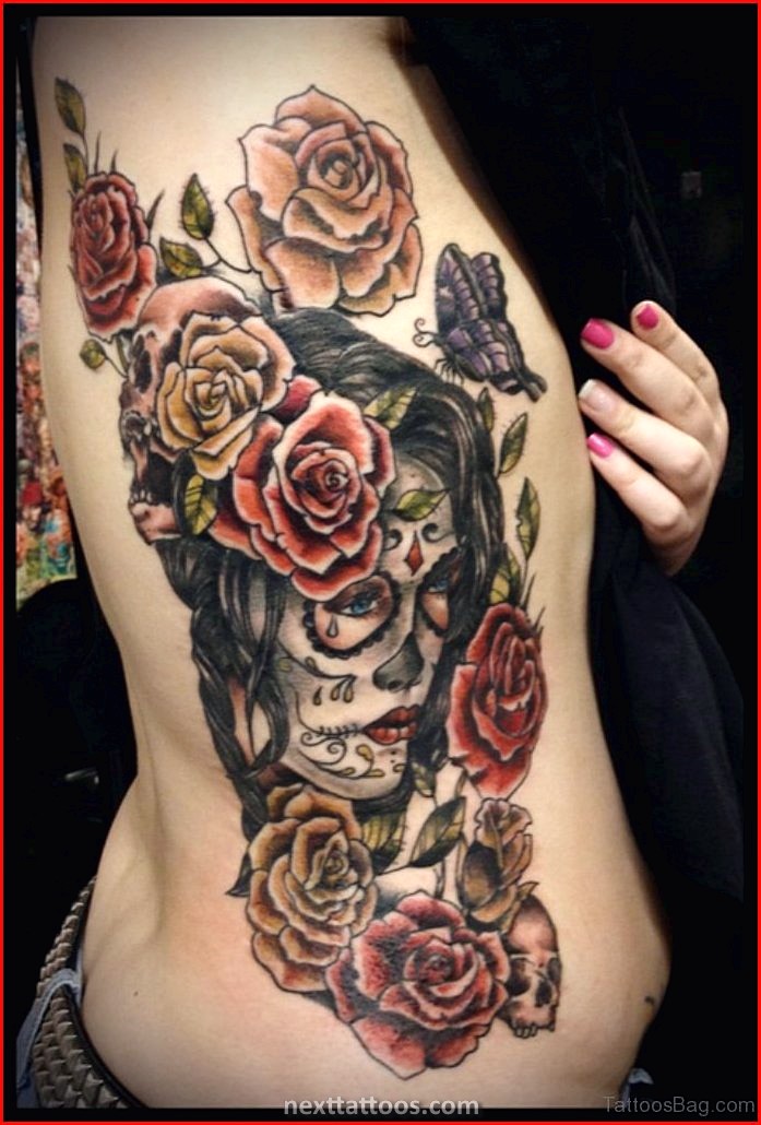 Women's Sugar Skull Tattoo Designs and Meaning