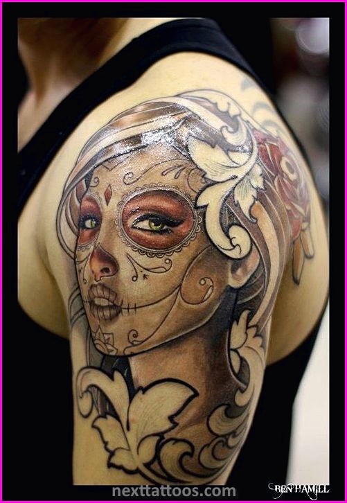 Women's Sugar Skull Tattoo Designs and Meaning