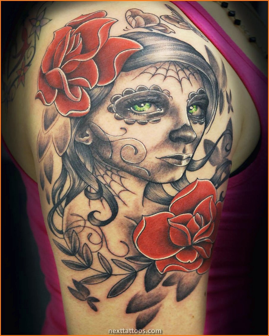 Women's Sugar Skull Tattoo Designs and Meaning