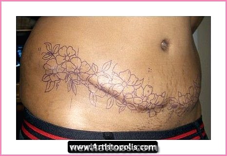 Stretch Mark Stomach Tattoos For Females