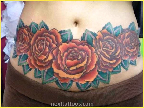 Stretch Mark Stomach Tattoos For Females