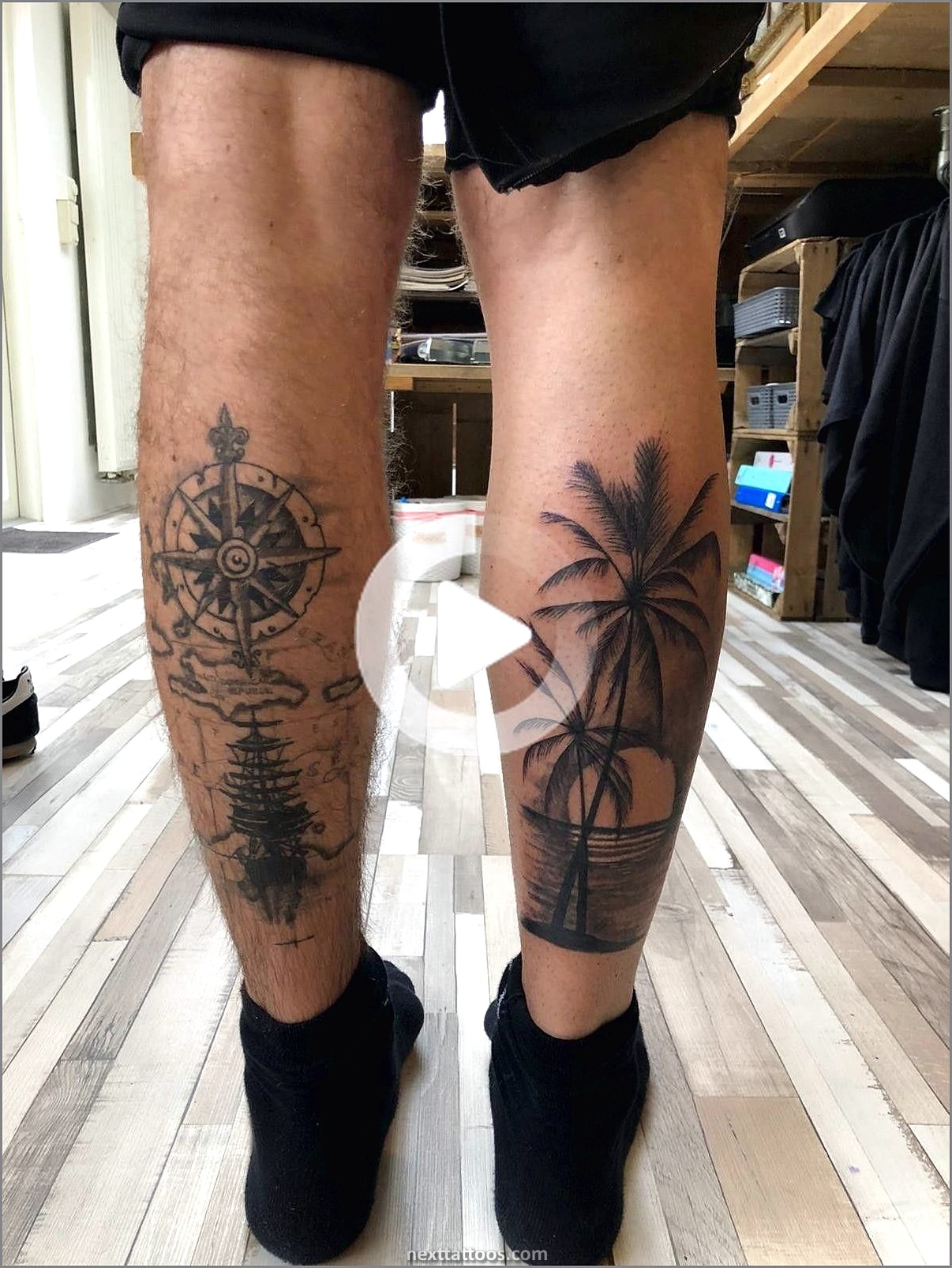 Black Male Leg Tattoos Small