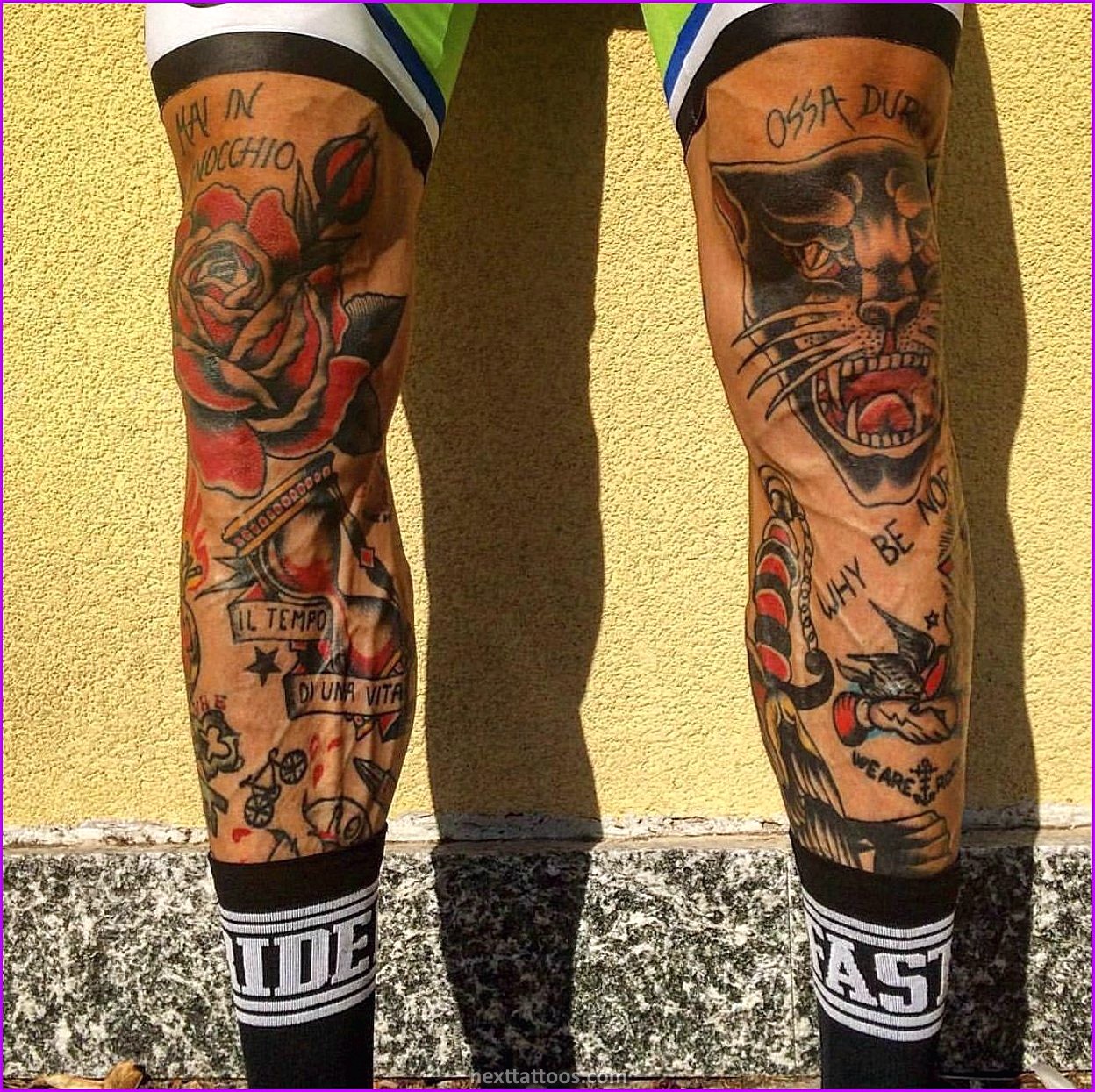 Black Male Leg Tattoos Small