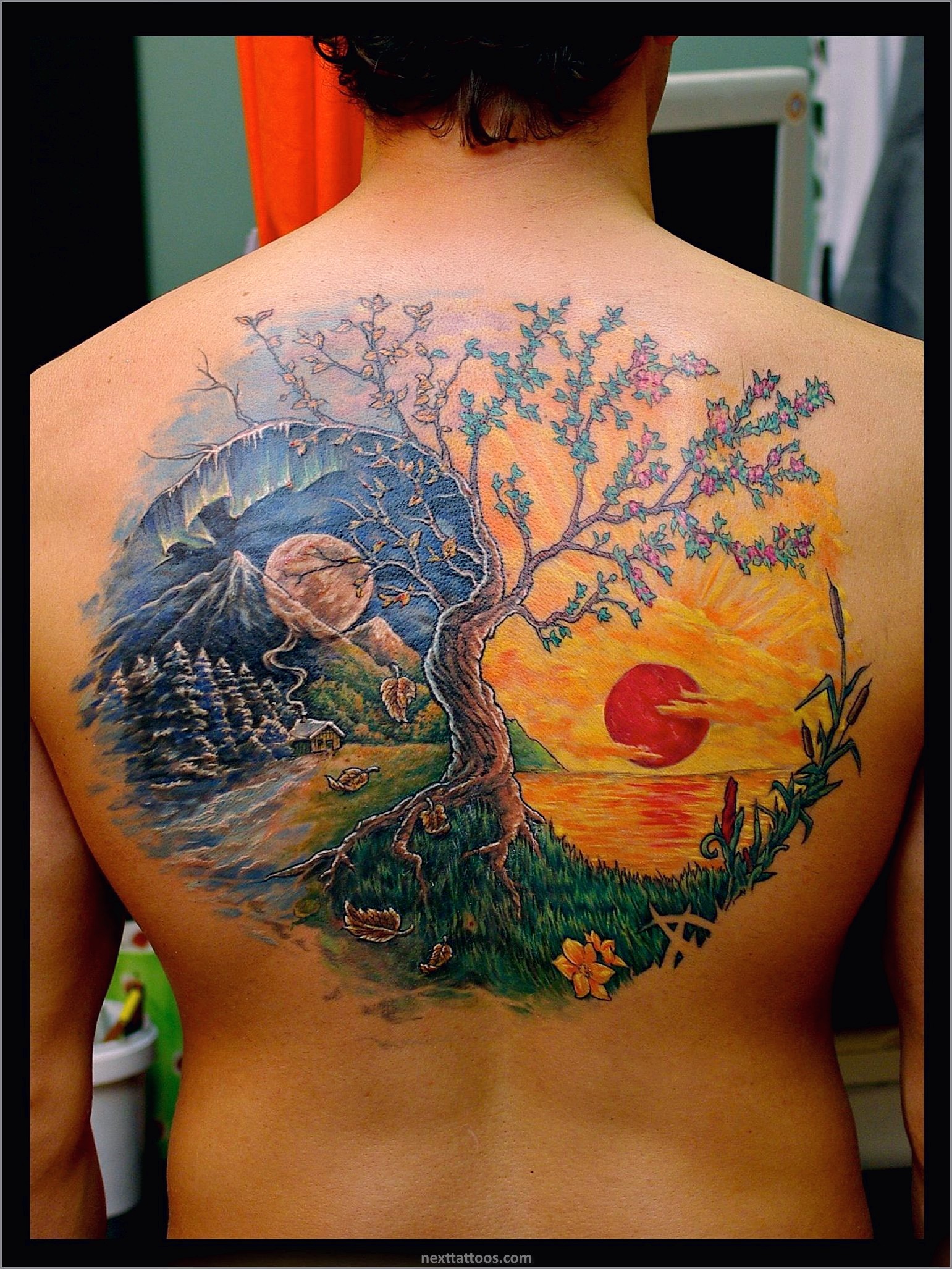 Nature Back Tattoos and Nature Upper Back Tattoos