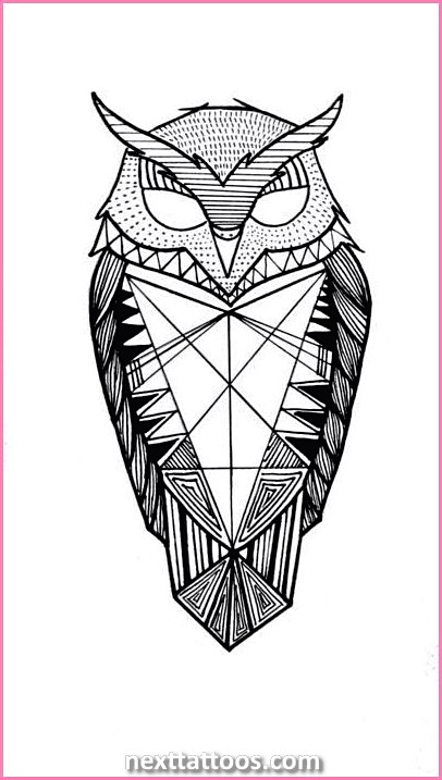 Owl With Mandala Background and a Unisex Crown Tattoo Sketch